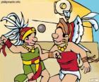Игра в мяч была майя ритуал, игроки борьбы передавать мяч через кольцо камень